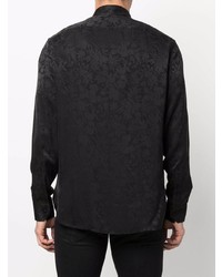Camicia a maniche lunghe a fiori nera di Saint Laurent