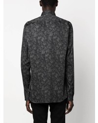 Camicia a maniche lunghe a fiori nera di Karl Lagerfeld