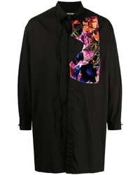 Camicia a maniche lunghe a fiori nera di Yohji Yamamoto