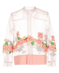 Camicia a maniche lunghe a fiori rosa di Bode