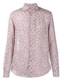 Camicia a maniche lunghe a fiori rosa di Corneliani