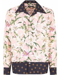 Camicia a maniche lunghe a fiori rosa di Dolce & Gabbana