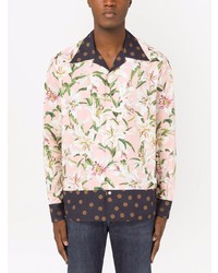 Camicia a maniche lunghe a fiori rosa di Dolce & Gabbana