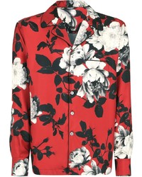 Camicia a maniche lunghe a fiori rossa di Dolce & Gabbana