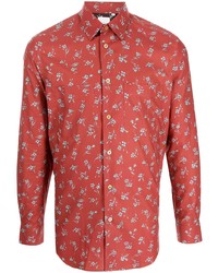 Camicia a maniche lunghe a fiori rossa di Paul Smith