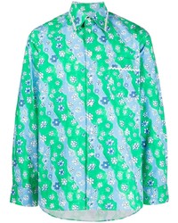 Camicia a maniche lunghe a fiori verde menta di Marni