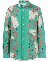 Camicia a maniche lunghe a fiori verde menta di PS Paul Smith