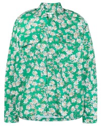 Camicia a maniche lunghe a fiori verde menta di Rhude