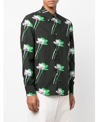 Camicia a maniche lunghe a fiori verde scuro di Paul Smith