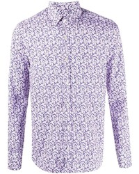Camicia a maniche lunghe a fiori viola chiaro di Canali