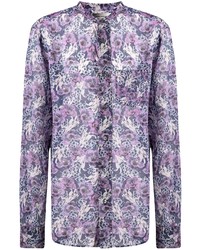Camicia a maniche lunghe a fiori viola chiaro di Isabel Marant