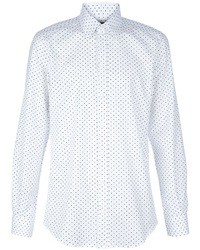 Camicia a maniche lunghe a pois bianca e blu di Dolce & Gabbana