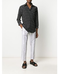 Camicia a maniche lunghe a pois nera e bianca di Dolce & Gabbana