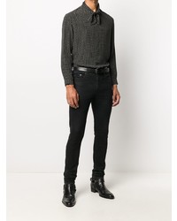 Camicia a maniche lunghe a pois nera di Saint Laurent