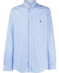 Camicia a maniche lunghe a quadretti azzurra di Polo Ralph Lauren