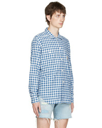 Camicia a maniche lunghe a quadretti bianca e blu scuro di Polo Ralph Lauren