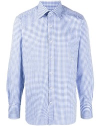 Camicia a maniche lunghe a quadretti bianca e blu di Tom Ford