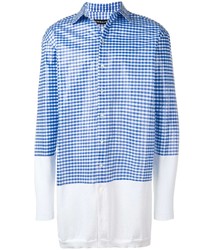 Camicia a maniche lunghe a quadretti bianca e blu di Y/Project