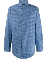 Camicia a maniche lunghe a quadretti blu di Polo Ralph Lauren