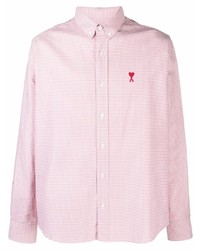 Camicia a maniche lunghe a quadretti rosa di Ami Paris