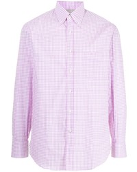 Camicia a maniche lunghe a quadretti rosa di Brunello Cucinelli