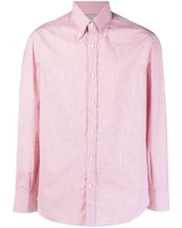 Camicia a maniche lunghe a quadretti rosa di Brunello Cucinelli
