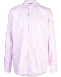 Camicia a maniche lunghe a quadretti rosa di Eton