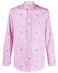 Camicia a maniche lunghe a quadretti rosa di Etro