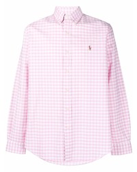 Camicia a maniche lunghe a quadretti rosa di Polo Ralph Lauren