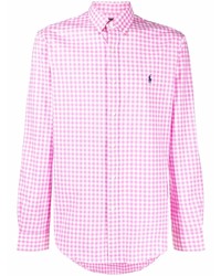 Camicia a maniche lunghe a quadretti rosa di Polo Ralph Lauren