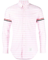Camicia a maniche lunghe a quadretti rosa di Thom Browne