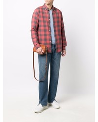 Camicia a maniche lunghe a quadretti rossa e blu scuro di Polo Ralph Lauren