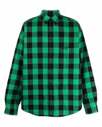 Camicia a maniche lunghe a quadretti verde di Balenciaga