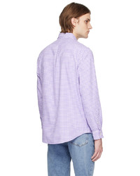 Camicia a maniche lunghe a quadretti viola chiaro di Polo Ralph Lauren
