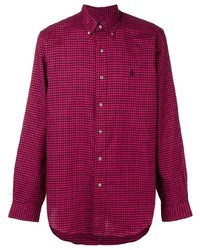 Camicia a maniche lunghe a quadretti viola melanzana di Polo Ralph Lauren