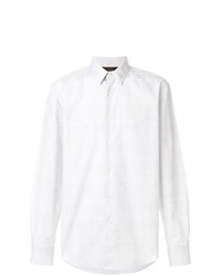 Camicia a maniche lunghe a quadri bianca di Ermenegildo Zegna Couture