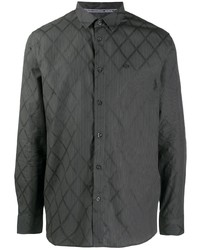 Camicia a maniche lunghe a quadri grigio scuro di Armani Exchange