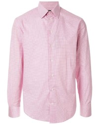 Camicia a maniche lunghe a quadri rosa di Emporio Armani