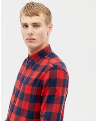 Camicia a maniche lunghe a quadri rossa di Burton Menswear
