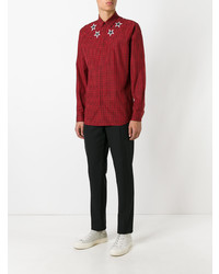 Camicia a maniche lunghe a quadri rossa di Givenchy