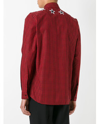 Camicia a maniche lunghe a quadri rossa di Givenchy