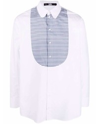 Camicia a maniche lunghe a righe orizzontali bianca e blu scuro di Karl Lagerfeld