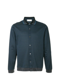 Camicia a maniche lunghe a righe orizzontali blu scuro di Cerruti 1881