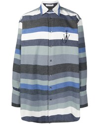 Camicia a maniche lunghe a righe orizzontali blu di JW Anderson