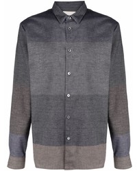 Camicia a maniche lunghe a righe orizzontali grigio scuro di Stephan Schneider