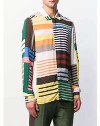 Camicia a maniche lunghe a righe orizzontali multicolore di Rick Owens