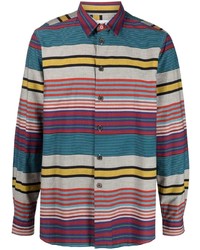 Camicia a maniche lunghe a righe orizzontali multicolore di Paul Smith