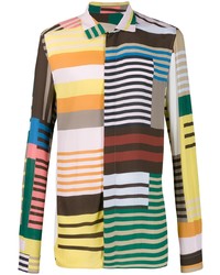 Camicia a maniche lunghe a righe orizzontali multicolore di Rick Owens