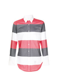 Camicia a maniche lunghe a righe orizzontali multicolore di Thom Browne