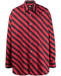 Camicia a maniche lunghe a righe orizzontali rossa e nera